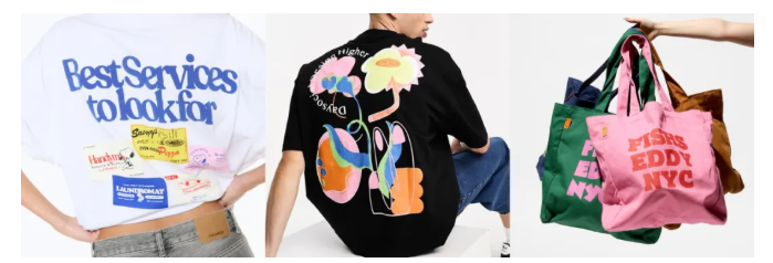 DTF heat transfer printed finished samples on T‑shirts and canvas tote bags DTF heat transfer printed finished samples on T‑shirts and canvas tote bags