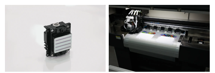 Dedicated Epson printheads for DTF printers and a view of them in operation Dedicated Epson printheads for DTF printers and a view of them in operation